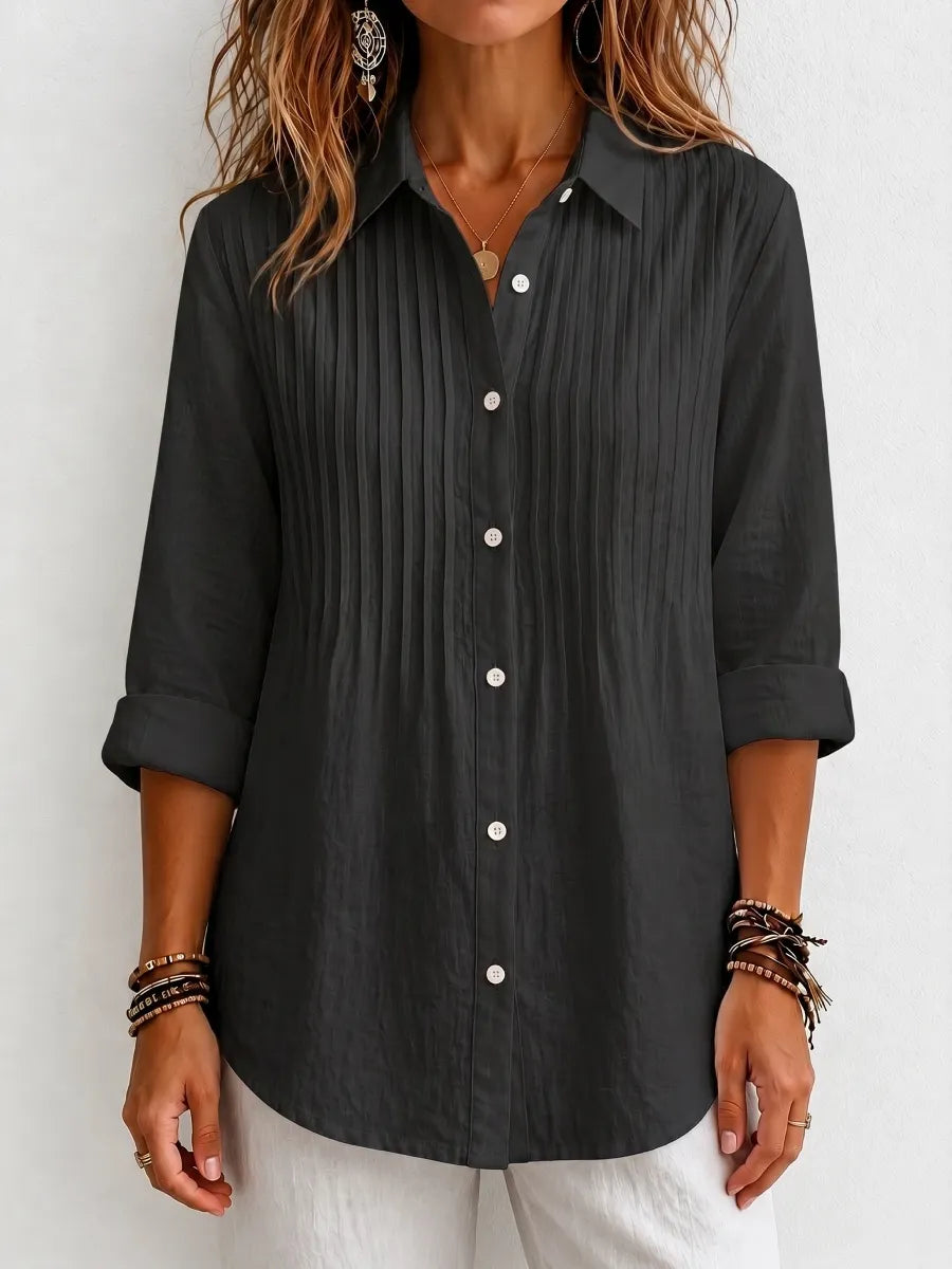 CLEARANCE SALEš„ Pleated Linen-Blend Blouse