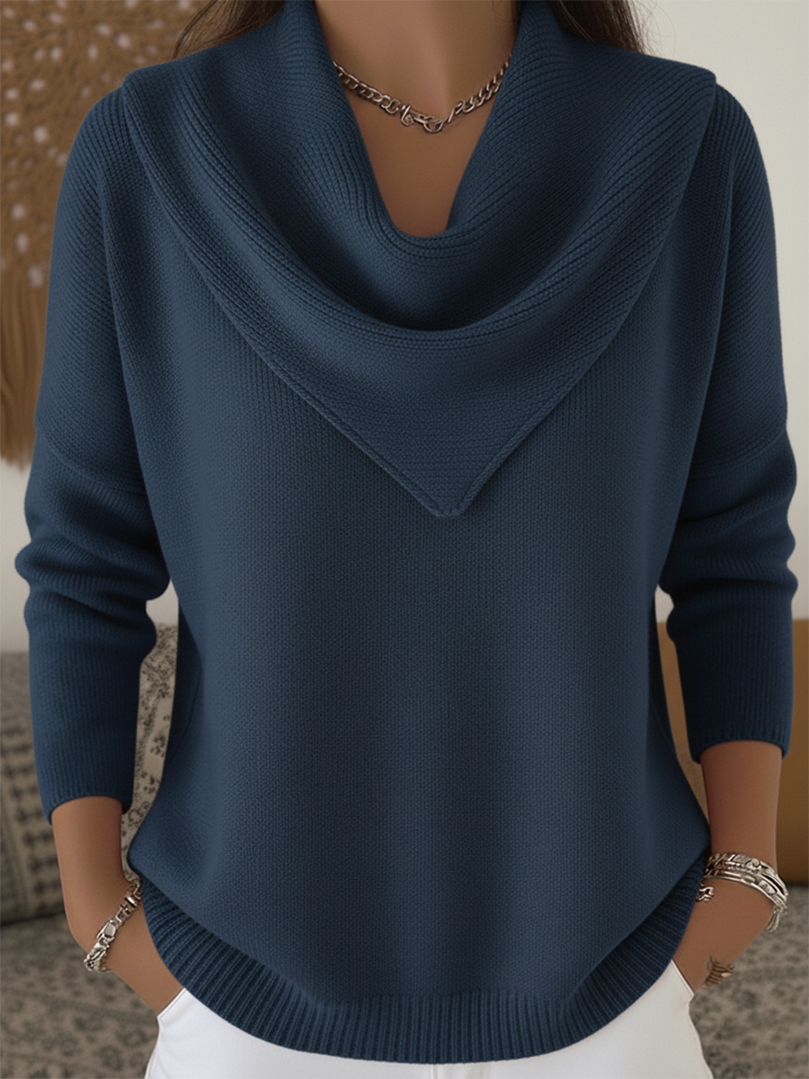 CLEARANCE SALE🔥 Elegant Retro Soft Triangle Neck Solid Color Sweater Top