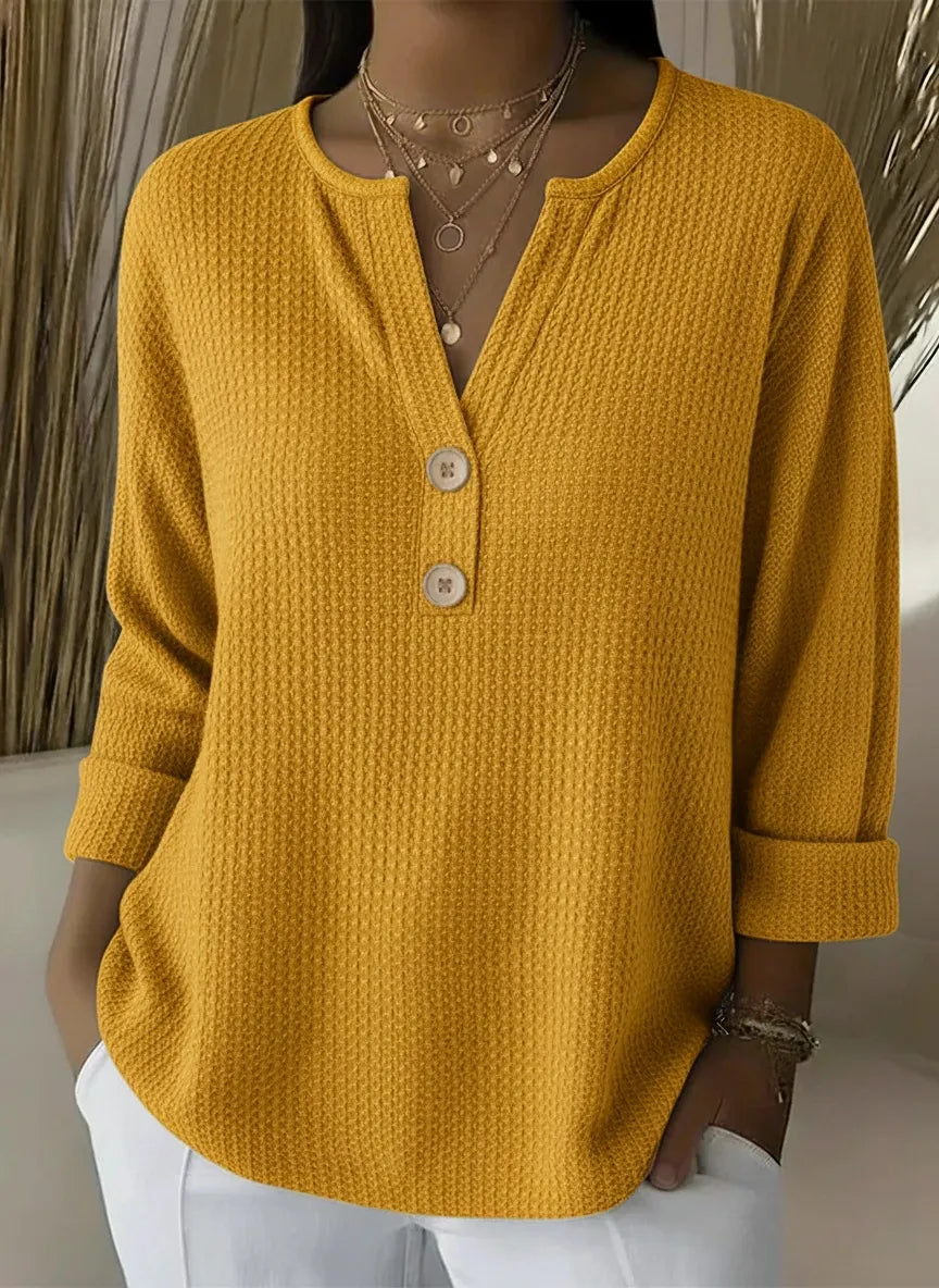 CLEARANCE SALE🔥 Classic V-neck Button-down Waffle Sweater