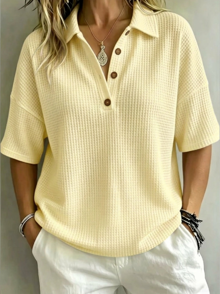 CLEARANCE SALEš„ Women's Button-Up Waffle Short Sleeve Shirt