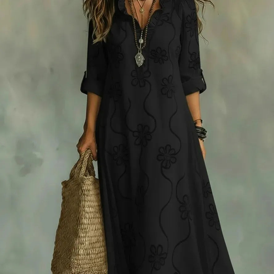 Stylish long-sleeved maxi dress