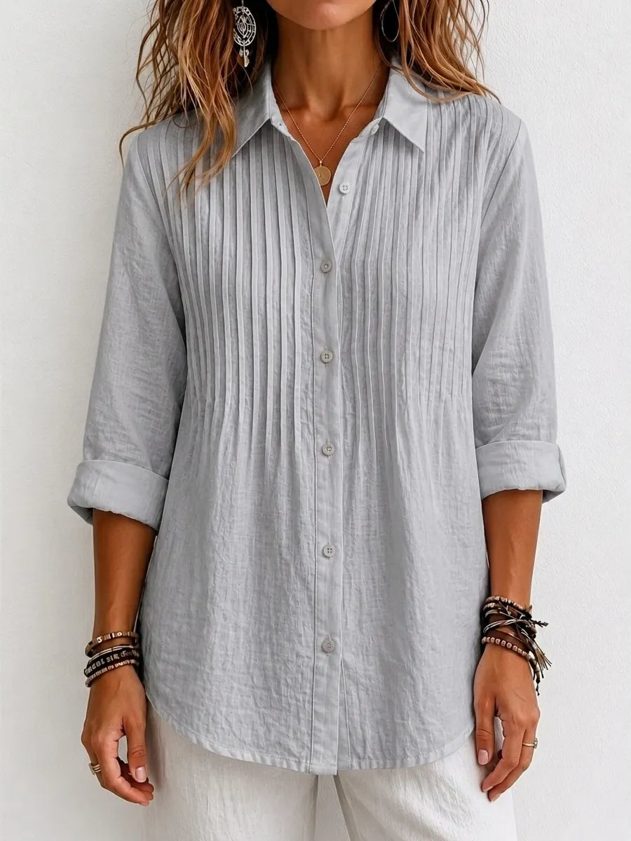 CLEARANCE SALEš„ Pleated Linen-Blend Blouse
