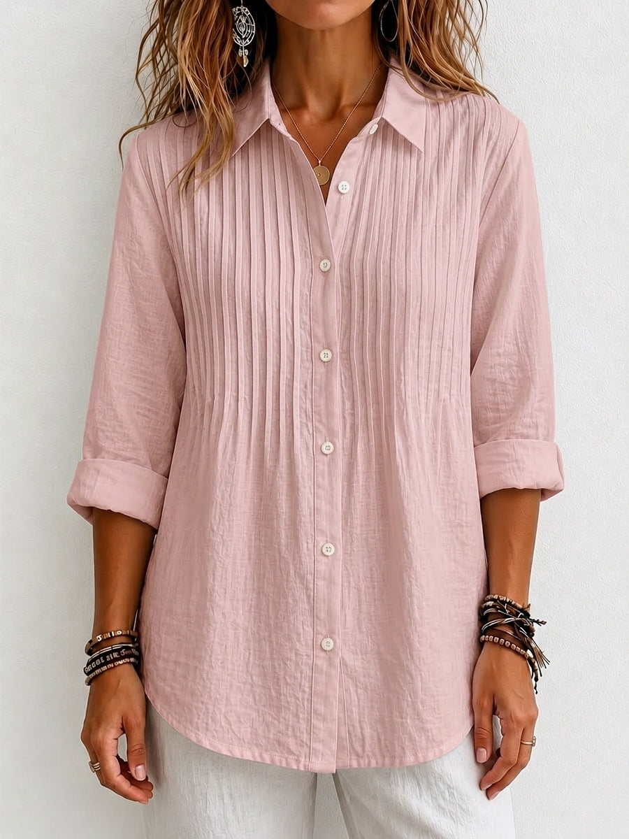 CLEARANCE SALEš„ Pleated Linen-Blend Blouse