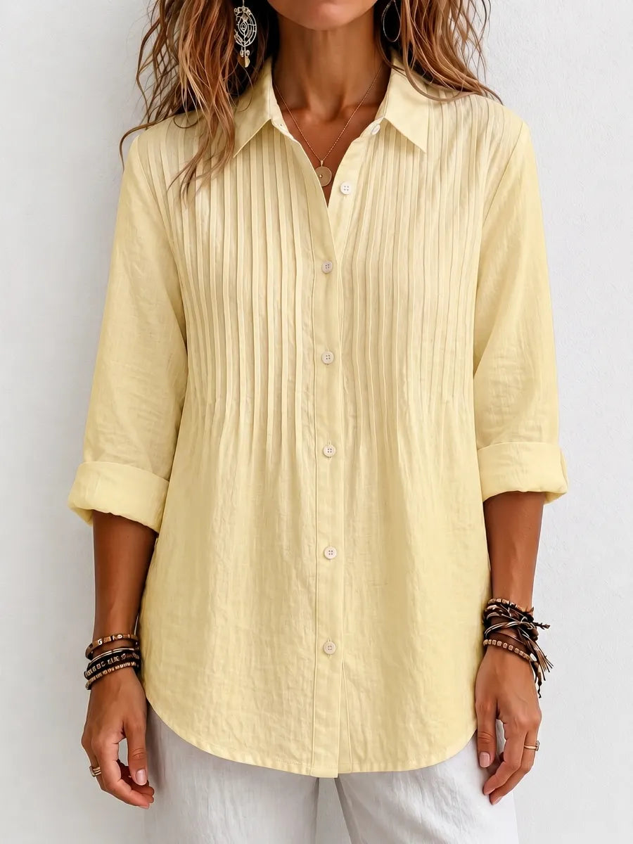 CLEARANCE SALEš„ Pleated Linen-Blend Blouse