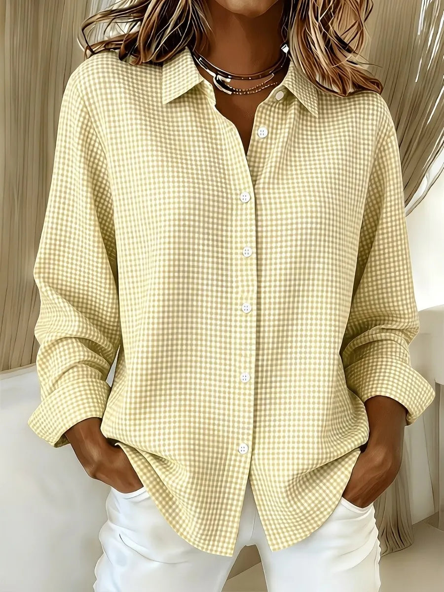 CLEARANCE SALEš„ Women's Casual Gingham Long Sleeve Button Down Shirt