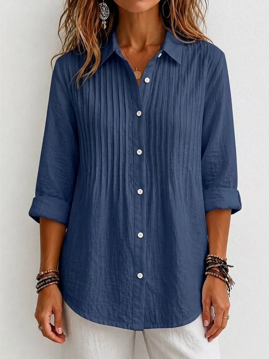 CLEARANCE SALEš„ Pleated Linen-Blend Blouse