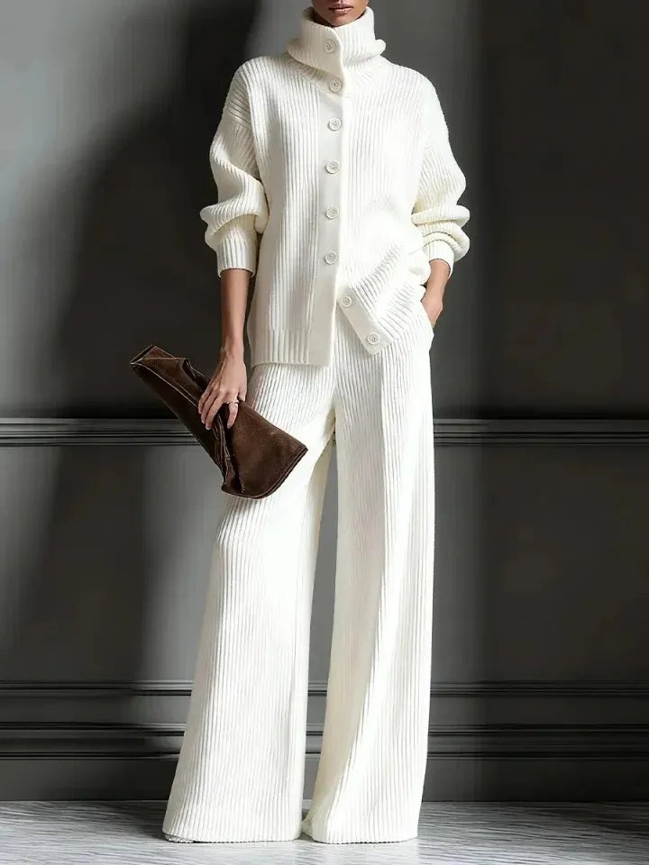 Women's Cozy Cardigan Sweater and Pants Two-Piece Set