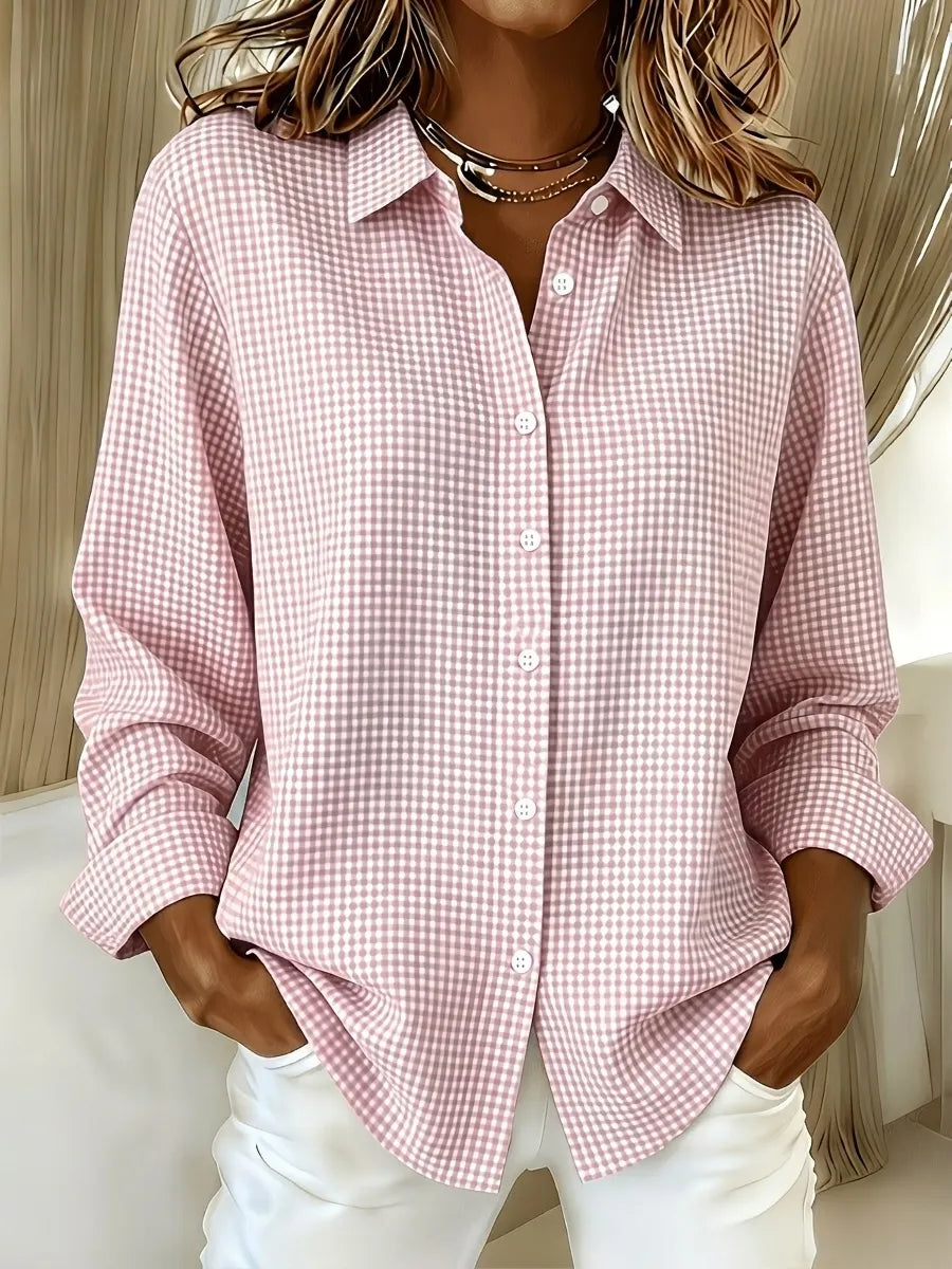 CLEARANCE SALEš„ Women's Casual Gingham Long Sleeve Button Down Shirt