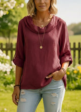 New Arrivals🔥 Linen Cotton Stacked Collar Top