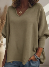CLEARANCE SALE🔥 Cozy Batwing Sleeve V-neck Knit Pullover