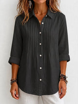 CLEARANCE SALE🔥 Pleated Linen-Blend Blouse