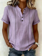 CLEARANCE🔥 Women's V-neck Short-sleeve Casual Loose Cotton-linen Top