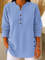 CLEARANCE SALE🔥 Women's Ribbed Button-Detail Henley Top