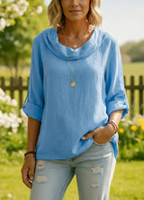 New Arrivals🔥 Linen Cotton Stacked Collar Top