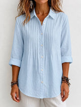 CLEARANCE SALE🔥 Pleated Linen-Blend Blouse