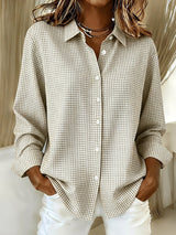 CLEARANCE SALE🔥 Women's Casual Gingham Long Sleeve Button Down Shirt