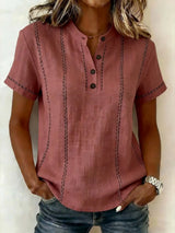 CLEARANCE🔥 Women's V-neck Short-sleeve Casual Loose Cotton-linen Top