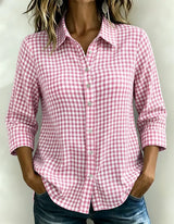 CLEARANCE SALE🔥 Women's Gingham Check Button-Down Shirt