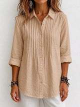 CLEARANCE SALE🔥 Pleated Linen-Blend Blouse