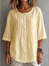 CLEARANCE SALE🔥 Effortless Pleated Cotton-Linen Blouse
