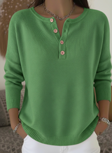 CLEARANCE SALE🔥 Women's Soft Solid Color Henley Collar Sweater Top
