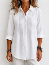 CLEARANCE SALE🔥 Pleated Linen-Blend Blouse