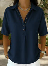 CLEARANCE SALE🔥 Women's Relaxed Denim-Style Button Detail Top