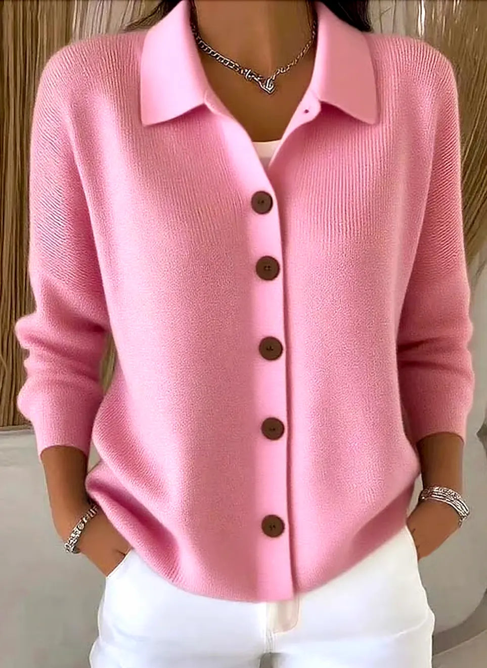 CLEARANCE SALE🔥 Women's Plain Long Sleeve Shawl Collar Casual Cardigan Outerwear