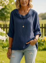 New Arrivals🔥 Linen Cotton Stacked Collar Top