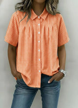 Gingham Pleated Blouse