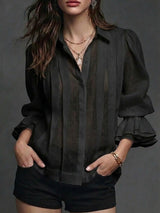New Arrivals🔥Women's Solid Color Lapel Long Sleeve Casual Loose Linen Cardigan Top