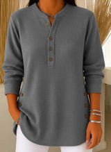 CLEARANCE SALE🔥 Women's Ribbed Button-Detail Henley Top