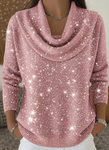 🎄 CLEARANCE SALE🔥 Women's Elegant Solid Color Loose Shiny Sweater