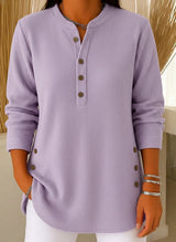 CLEARANCE SALE🔥 Women's Ribbed Button-Detail Henley Top