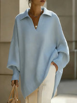 🎄 New Arrivals🔥 Women's Solid Color V-neck Long-sleeved Casual Loose-fitting Knitted Pullover Sweater