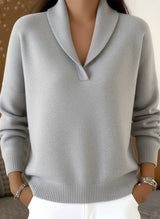 CLEARANCE SALE🔥 Women's Elegant 80s Shawl Collar Solid Color Pullover Sweater Top