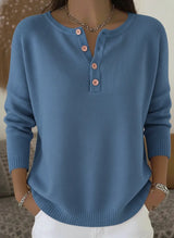 CLEARANCE SALE🔥 Women's Soft Solid Color Henley Collar Sweater Top