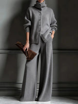 Women's Cozy Cardigan Sweater and Pants Two-Piece Set