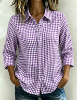 CLEARANCE SALE🔥 Women's Gingham Check Button-Down Shirt