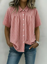 Gingham Pleated Blouse