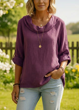 New Arrivals🔥 Linen Cotton Stacked Collar Top